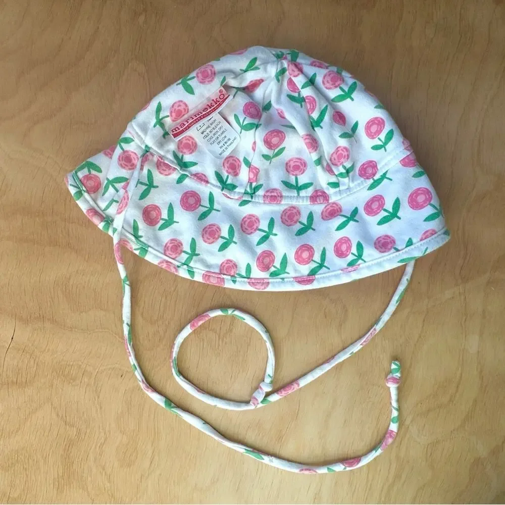 Marimekko Baby Reversible Floral Sun Bonnet Hat | Tie Chin | Pink